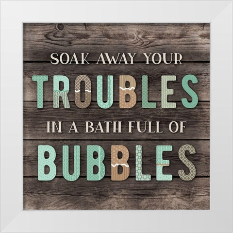 Warm Bubble Bath White Modern Wood Framed Art Print by CAD Designs