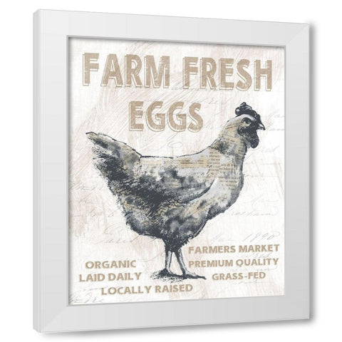 Farm Fresh Chicken White Modern Wood Framed Art Print by Knutsen, Conrad