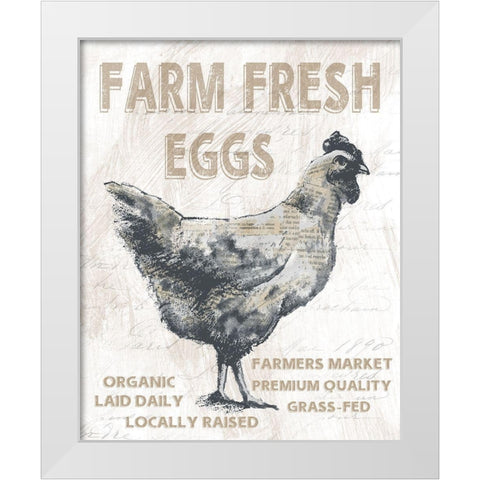 Farm Fresh Chicken White Modern Wood Framed Art Print by Knutsen, Conrad