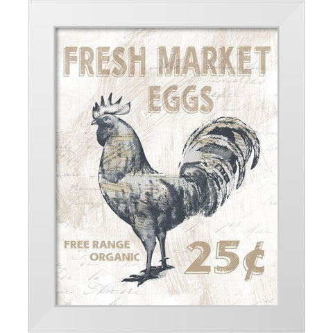 Fresh Market Rooster White Modern Wood Framed Art Print by Knutsen, Conrad