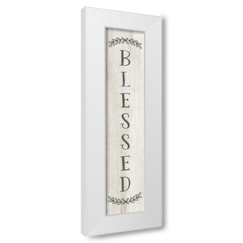 Blessed White Modern Wood Framed Art Print by CAD Designs