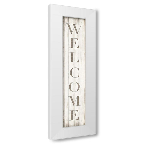 Welcome White Modern Wood Framed Art Print by CAD Designs