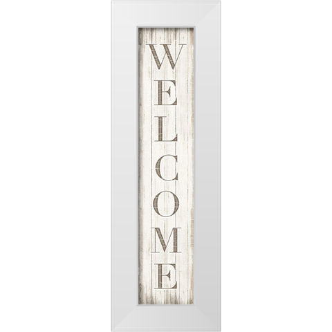 Welcome White Modern Wood Framed Art Print by CAD Designs