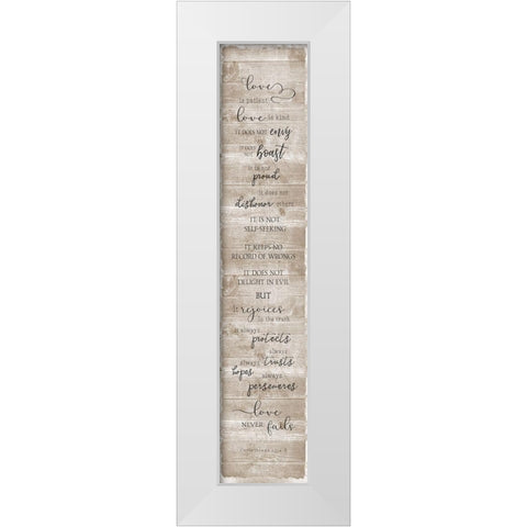 Love is Patient White Modern Wood Framed Art Print by Carpentieri, Natalie