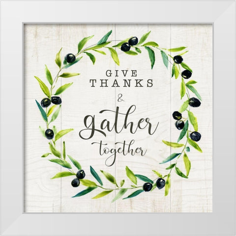 Give Thanks and Gather White Modern Wood Framed Art Print by Nan