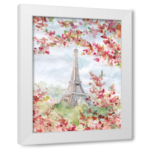Springtime in Paris White Modern Wood Framed Art Print by Robinson, Carol