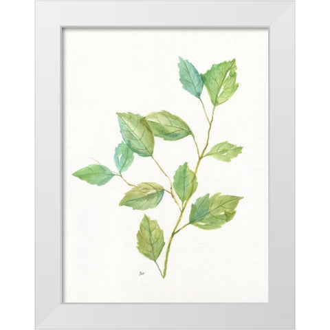 Spring Greens I White Modern Wood Framed Art Print by Nan