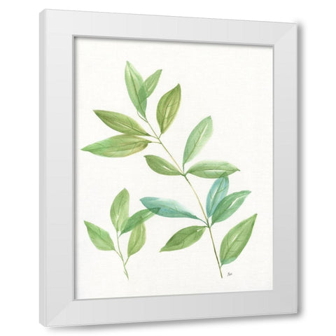 Spring Greens II White Modern Wood Framed Art Print by Nan