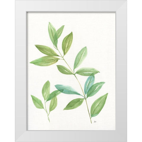 Spring Greens II White Modern Wood Framed Art Print by Nan