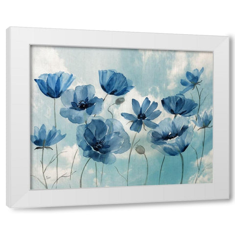 Springing Up Blue White Modern Wood Framed Art Print by Nan