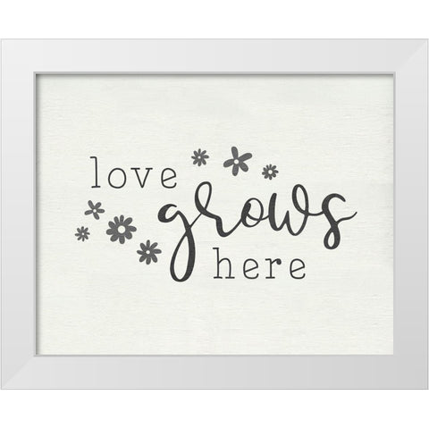 Love Grows White Modern Wood Framed Art Print by CAD Designs