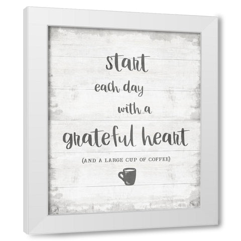 Grateful Coffee White Modern Wood Framed Art Print by CAD Designs