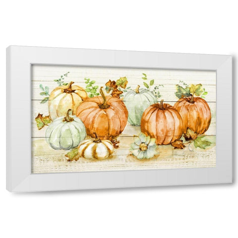 Harvest Pumpkins White Modern Wood Framed Art Print by Nan