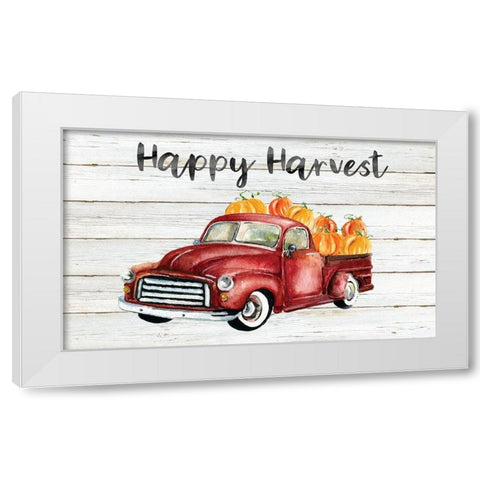 Happy Harvest Truck White Modern Wood Framed Art Print by Robinson, Carol