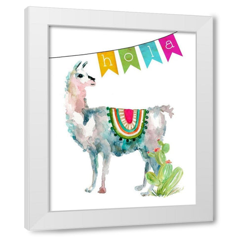 Fiesta Llama II White Modern Wood Framed Art Print by Robinson, Carol