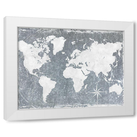 Galvanized Map White Modern Wood Framed Art Print by CAD Designs