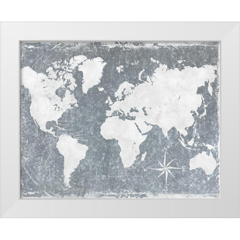 Galvanized Map White Modern Wood Framed Art Print by CAD Designs