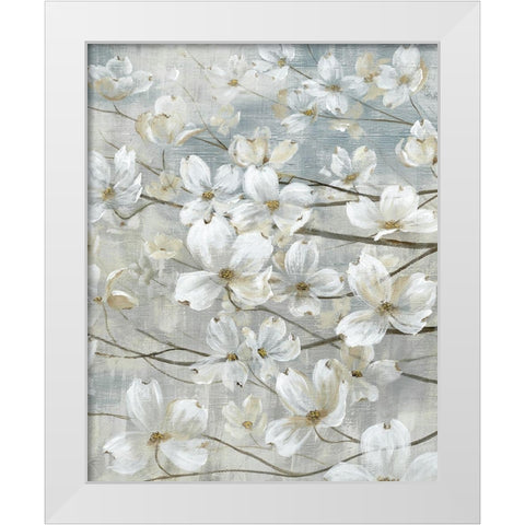 Dogwoods In Bloom White Modern Wood Framed Art Print by Nan