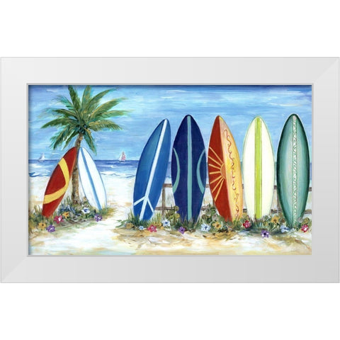 Surfs Up White Modern Wood Framed Art Print by Dunlap, Marilyn