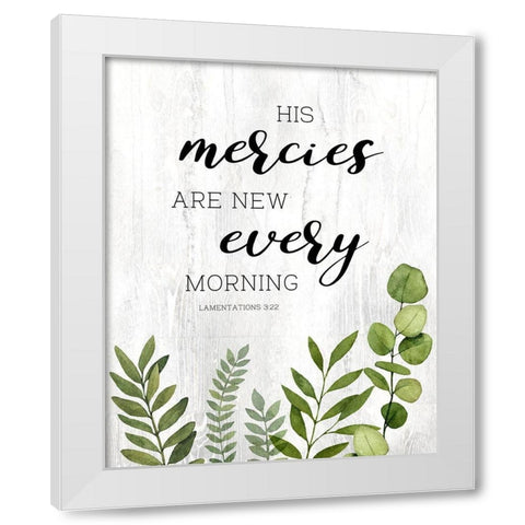 Mercies White Modern Wood Framed Art Print by Knutsen, Conrad