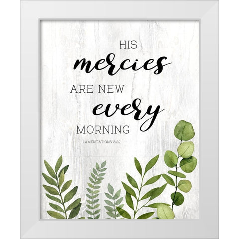 Mercies White Modern Wood Framed Art Print by Knutsen, Conrad