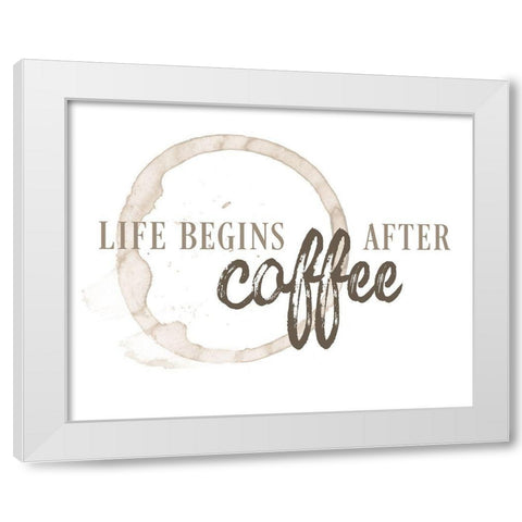 After Coffee White Modern Wood Framed Art Print by CAD Designs