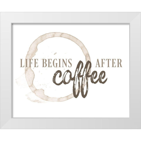 After Coffee White Modern Wood Framed Art Print by CAD Designs