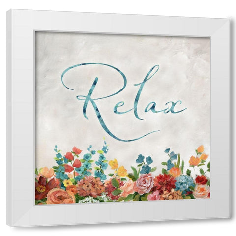 Floral Relax White Modern Wood Framed Art Print by Nan