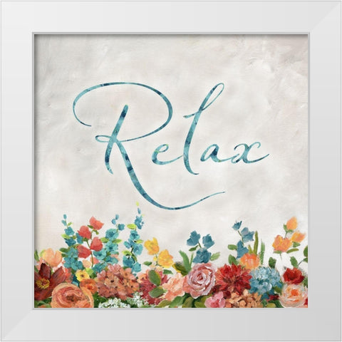 Floral Relax White Modern Wood Framed Art Print by Nan