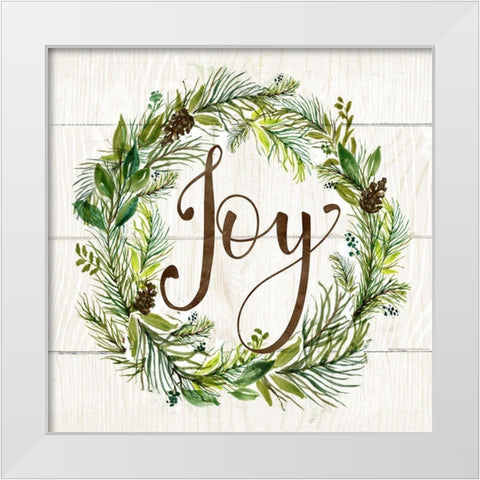 Joy Wreath White Modern Wood Framed Art Print by Nan