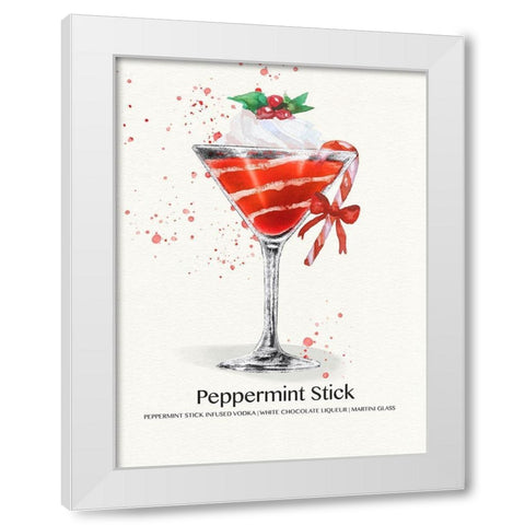 Peppermint Stick Cocktail White Modern Wood Framed Art Print by Jill, Susan