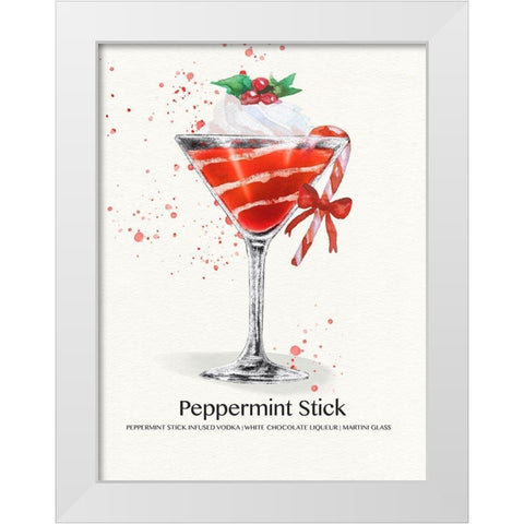 Peppermint Stick Cocktail White Modern Wood Framed Art Print by Jill, Susan