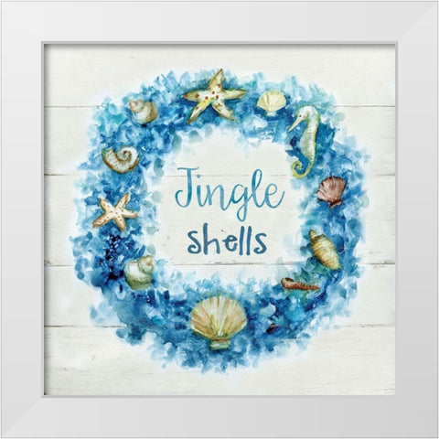 Jingle Shells Wreath White Modern Wood Framed Art Print by Nan