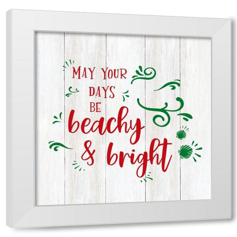 Beachy and Bright White Modern Wood Framed Art Print by CAD Designs