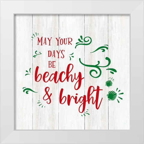 Beachy and Bright White Modern Wood Framed Art Print by CAD Designs