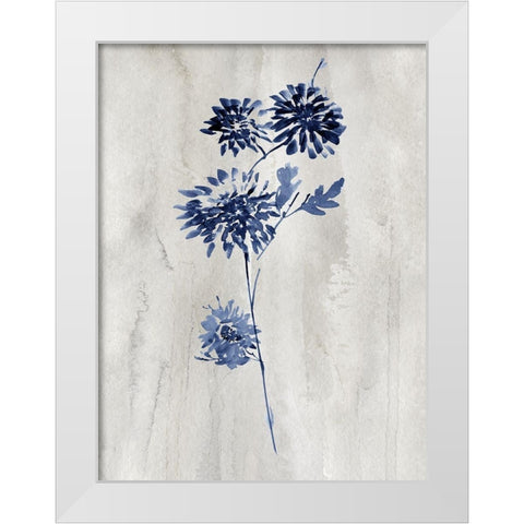 Indigo Botanical IV White Modern Wood Framed Art Print by Knutsen, Conrad