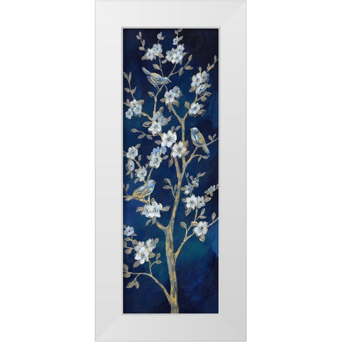 Indigo Spring II White Modern Wood Framed Art Print by Nan