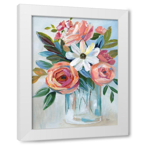 Fiesta Blooms White Modern Wood Framed Art Print by Stefan, Alix