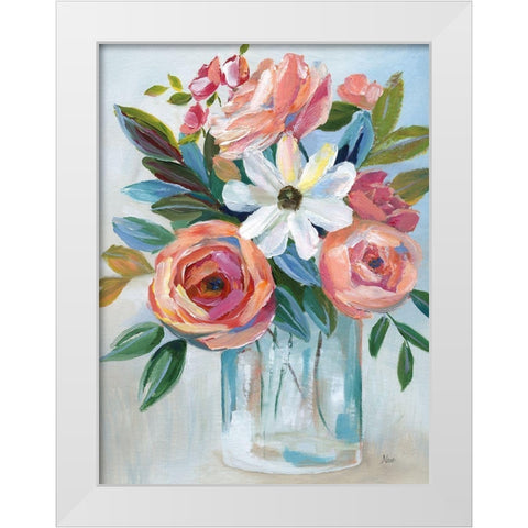 Fiesta Blooms White Modern Wood Framed Art Print by Stefan, Alix