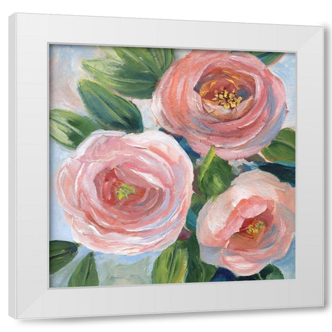 Sweet Peach Bouquet White Modern Wood Framed Art Print by Nan