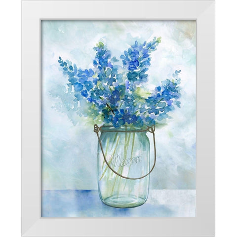 Bluebonnets II White Modern Wood Framed Art Print by Nan