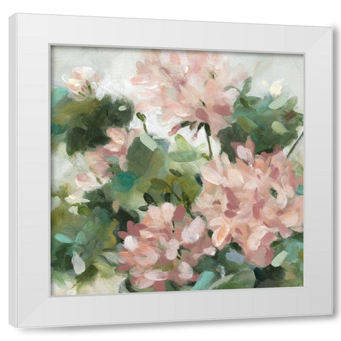 Geranium Garden White Modern Wood Framed Art Print by Robinson, Carol