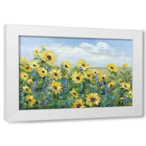 Sunflower Fields Forever White Modern Wood Framed Art Print by Craven, Katrina