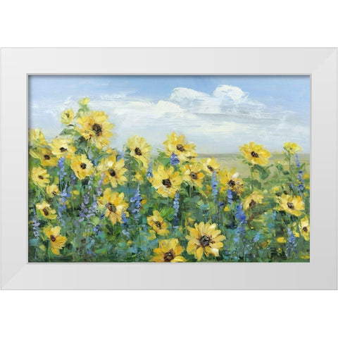 Sunflower Fields Forever White Modern Wood Framed Art Print by Craven, Katrina