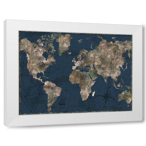 Navy Atlas White Modern Wood Framed Art Print by CAD Designs