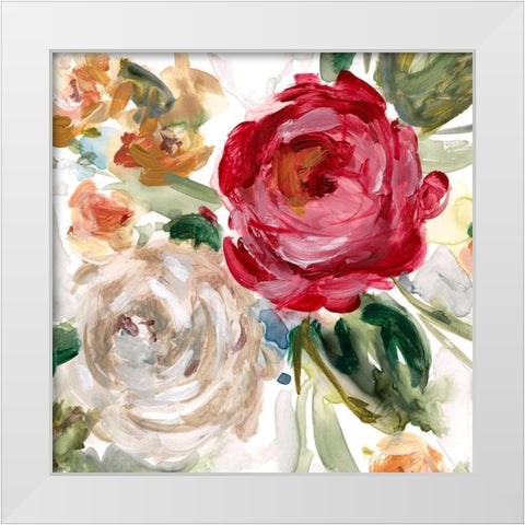 Playful Peonies II White Modern Wood Framed Art Print by Robinson, Carol