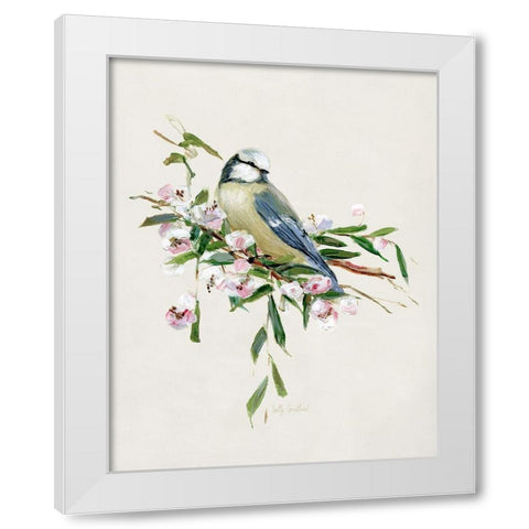 Spring Song Blue Bird I White Modern Wood Framed Art Print by Swatland, Sally
