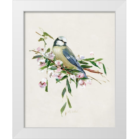 Spring Song Blue Bird I White Modern Wood Framed Art Print by Swatland, Sally