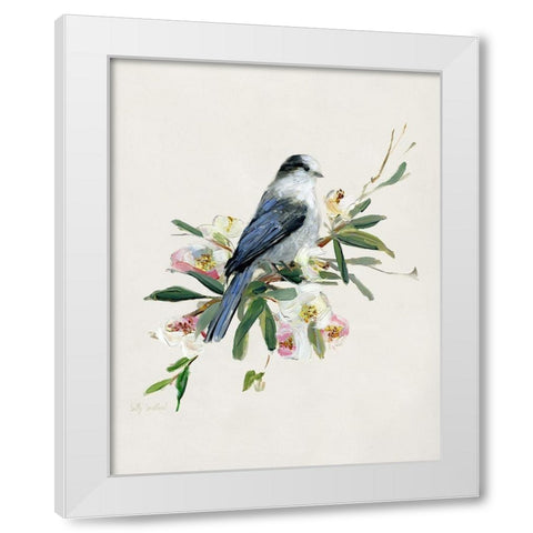 Spring Song Gray Jay White Modern Wood Framed Art Print by Swatland, Sally