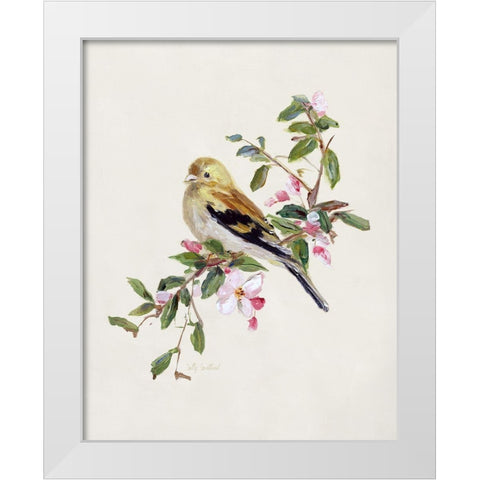 Spring Song Pine Grosbeak White Modern Wood Framed Art Print by Swatland, Sally